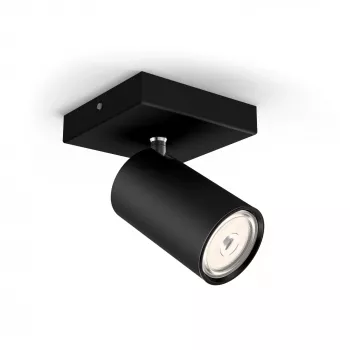 Philips myLiving Kosipo plafond-/wandspot, opbouwspot, GU10, 1 lamp, LED, 220-240 V, zwart