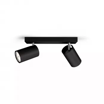 Plafond-/wandspot Signify Philips myLiving Kosipo 2x GU10 LED 220-240V IP20 zwart