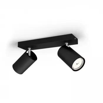 Plafond-/wandspot Signify Philips myLiving Kosipo 2x GU10 LED 220-240V IP20 zwart