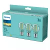 Philips LED-filamentlamp E27 3-pack, 8,5 W (75 W equivalent), 2700 K