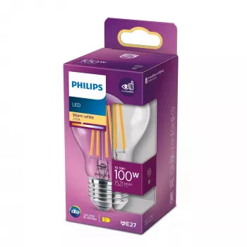 Philips Filament Bulb Clear 100W A60 E27 10,5W warmwit 1521lm