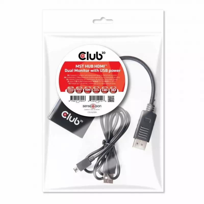 CLUB3D Multi Stream Transport hub DisplayPort 1.2 naar HDMI dual monitor
