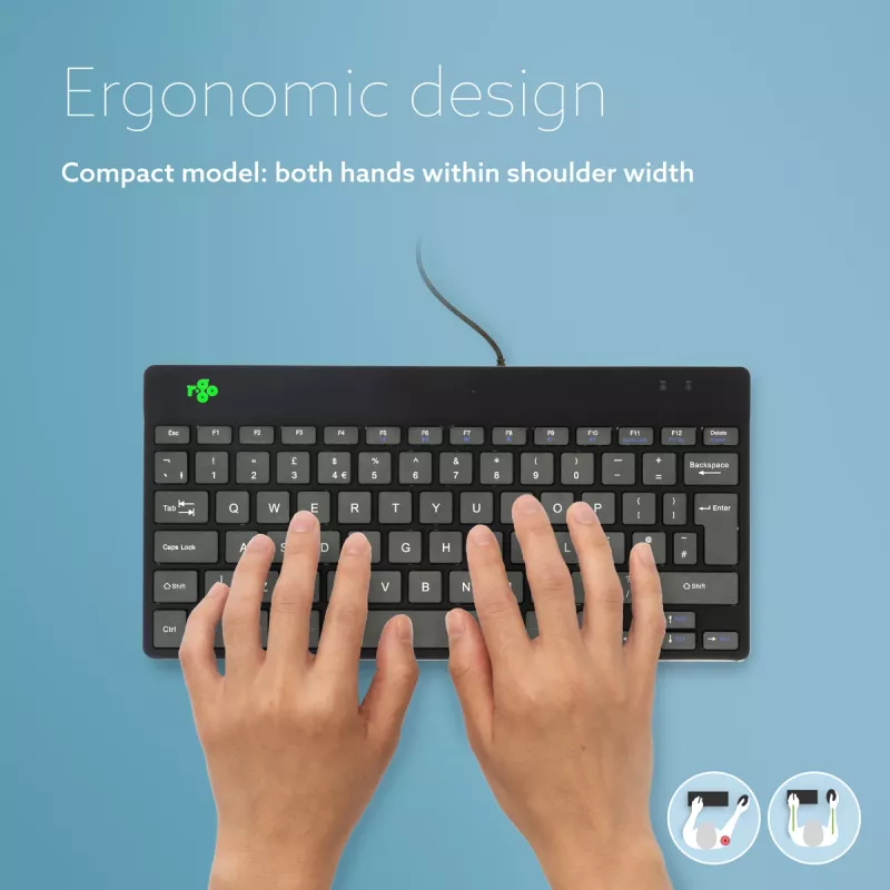 R-Go Tools ergonomisch toetsenbord R-Go Compact Break, compact toetsenbord met pauzesoftware, QWERTY (UK), bekabeld, zwart