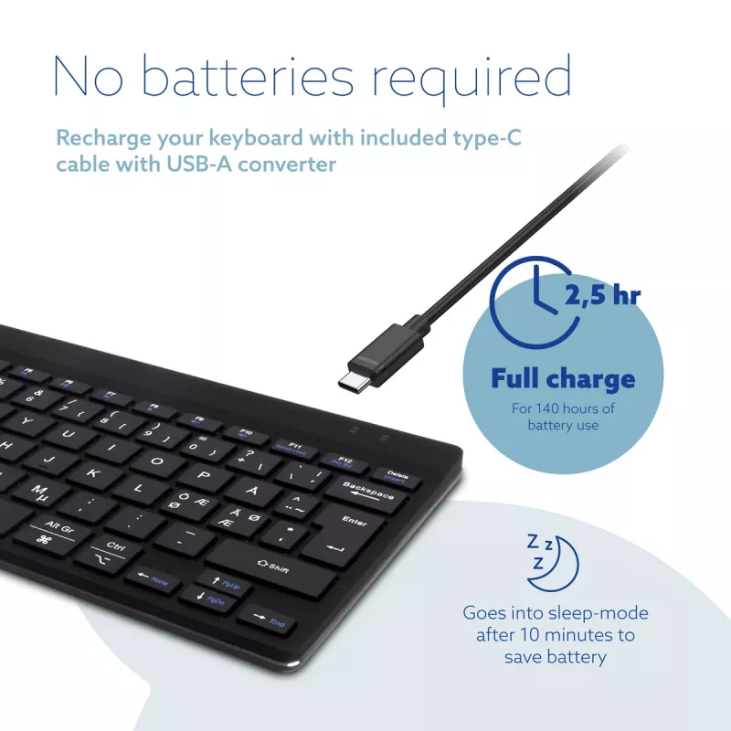 R-Go Tools ergonomisch toetsenbord R-Go Compact Break, compact toetsenbord met Break-software, QWERTY (NORDIC), Bluetooth, zwart