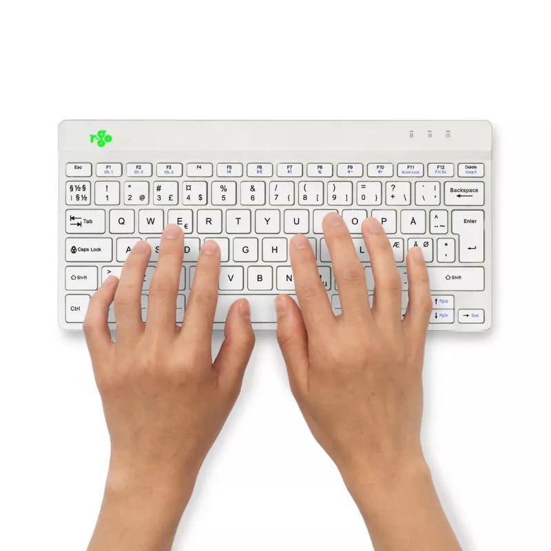 R-Go Tools ergonomisch toetsenbord R-Go Compact Break, compact toetsenbord met pauzesoftware, QWERTY (NORDIC), Bluetooth, wit