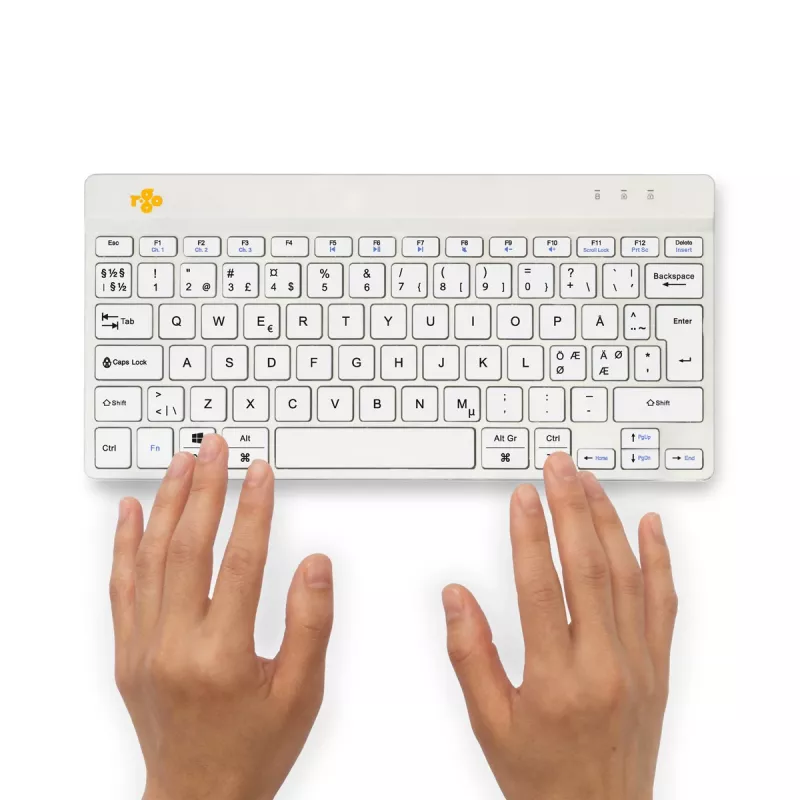 R-Go Tools ergonomisch toetsenbord R-Go Compact Break, compact toetsenbord met pauzesoftware, QWERTY (NORDIC), Bluetooth, wit