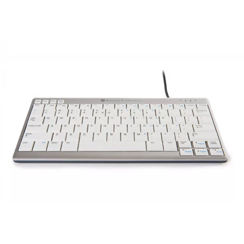 BakkerElkhuizen UltraBoard 950 BE Azerty, mini, bekabeld, USB, schaartoetsenbordschakelaar, AZERTY, lichtgrijs, wit