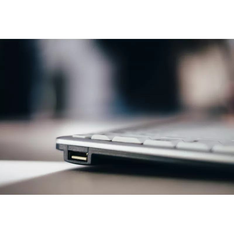 BakkerElkhuizen UltraBoard 950 BE Azerty, mini, bekabeld, USB, schaartoetsenbordschakelaar, AZERTY, lichtgrijs, wit