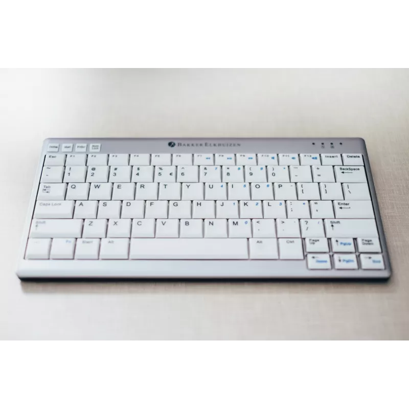 BakkerElkhuizen UltraBoard 950 BE Azerty, mini, bekabeld, USB, schaartoetsenbordschakelaar, AZERTY, lichtgrijs, wit