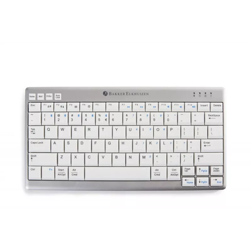 BakkerElkhuizen UltraBoard 950 Wireless US Qwerty, mini, draadloos, Bluetooth, schaarschakelaar, QWERTY, lichtgrijs, wit