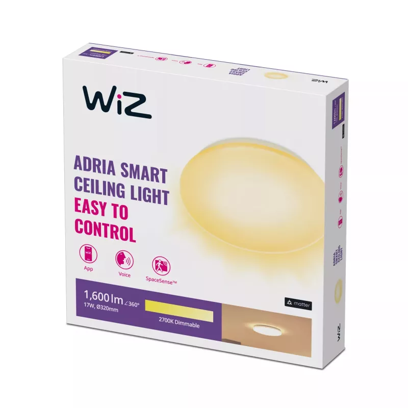 Slimme plafondlamp Wiz Adria Ceiling 17 W — Wi‑Fi/bluetooth, 320×68 mm, wit