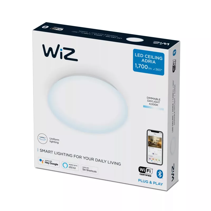 Slimme plafondlamp Signify WiZ Adria 17 W – Wi‑Fi/bluetooth, 320×320×68 mm, wit