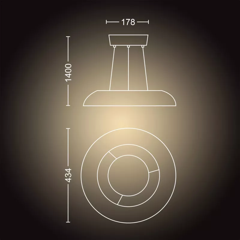 Slimme hanglamp Philips Hue White Ambience Amaze – Bluetooth, 24 V, 434 × 77 mm, wit