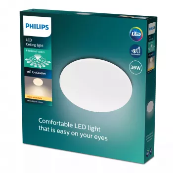 Plafondlamp Philips Functional Moire 36 W LED, wit, rond, niet-vervangbare lichtbron, 220–240 V