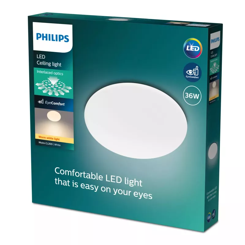 Plafondlamp Philips Functional Moire 36 W LED, wit, rond, niet-vervangbare lichtbron, 220–240 V