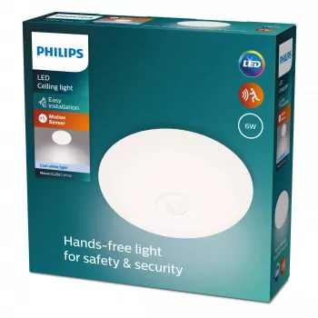 Plafondlamp Philips Functional Mauve 6 W LED, rond 250×72 mm, wit, vast geïntegreerde lamp