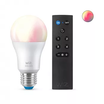 WiZ Bulb 8W (Eq.60W) A60 E27 x1 + afstandsbediening, slimme lamp, Wi-Fi/Bluetooth, wit, Wi-Fi 4 (802.11n), 802.11b, 802.11g, LED, E27