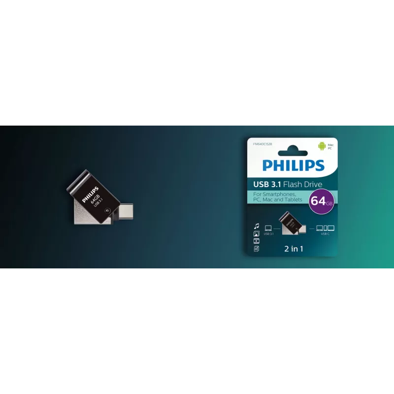 Philips FM64DC152B/00 USB-stick 64 GB USB Type-C 3.2 Gen 1 (3.1 Gen 1) zwart