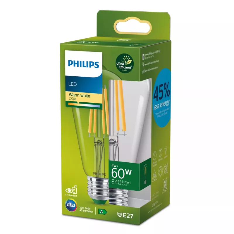 Philips Filament lamp helder 60 W ST64 E27, 4 W, 60 W, E27, 840 lm, 50000 h, warmwit
