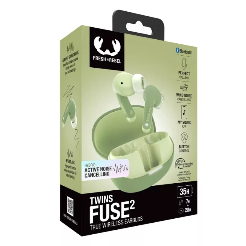Hama Twins Fuse 2 headset True Wireless Stereo (TWS) in-ear gesprekken/muziek USB Type-C Bluetooth groen
