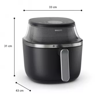 Philips 3000 serie NA331/00 Friteuse enkel 6,2 L tafelmodel 1700 W heteluchtfriteuse zwart, zilver