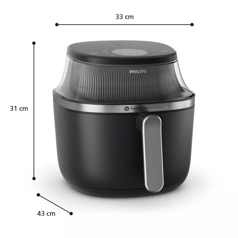 Philips 3000 serie NA331/00 Friteuse enkel 6,2 L tafelmodel 1700 W heteluchtfriteuse zwart, zilver
