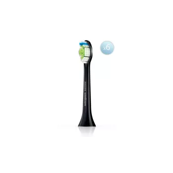 Vervangende tandenborstelkoppen Philips HX6066/88 Optimal White, 6-pack, zwart, vervangingsinterval 3 maanden