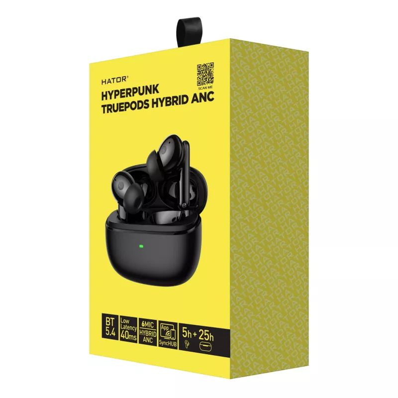 HATOR Hyperpunk Truepods Hybrid ANC headset True Wireless Stereo (TWS) in-ear bellen/muziek Bluetooth zwart