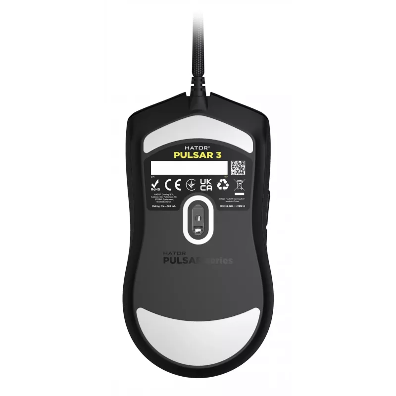 HATOR Pulsar 3, zwart – optische gele 100M-switches PixArt PMW 3311 (HTM610)
