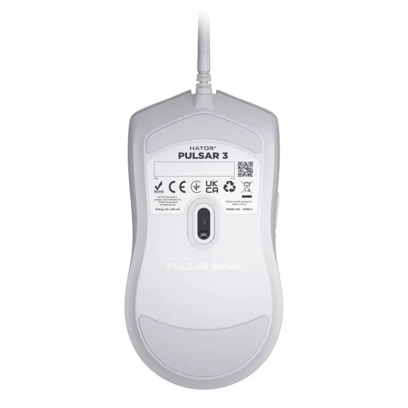 Muis HATOR Pulsar 3 optisch geel 12000 DPI 6 knoppen wit