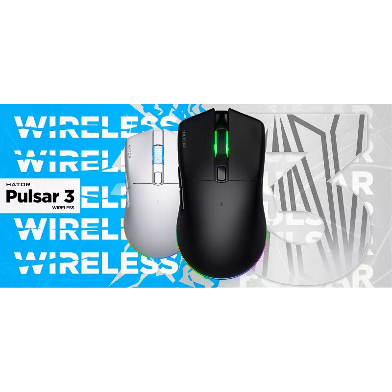 HATOR Pulsar 3 Wireless, wit - optische gele 100M-switches PixArt PMW 3311 (HTM631)