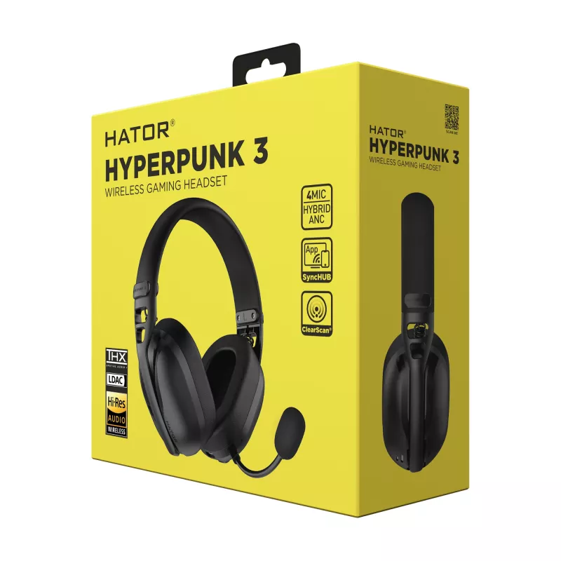HATOR Hyperpunk 3 draadloos headset bedraad & draadloos hoofdband gaming USB Type-C / USB Type-A Bluetooth zwart
