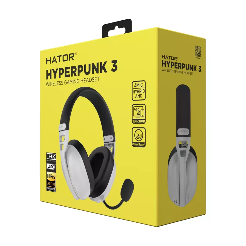 HATOR Hyperpunk 3 draadloos headset bedraad & draadloos hoofdband gaming USB Type-C / USB Type-A Bluetooth wit