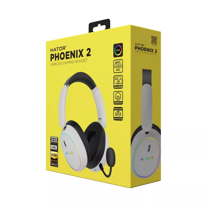 HATOR Phoenix 2 draadloos headset bedraad & draadloos hoofdband gaming USB Type-C / USB Type-A Bluetooth wit