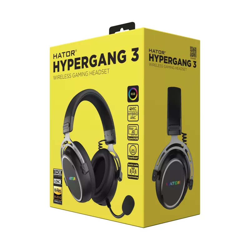 HATOR Hypergang 3 draadloos headset hoofdband gaming USB Type-C / USB Type-A Bluetooth zwart