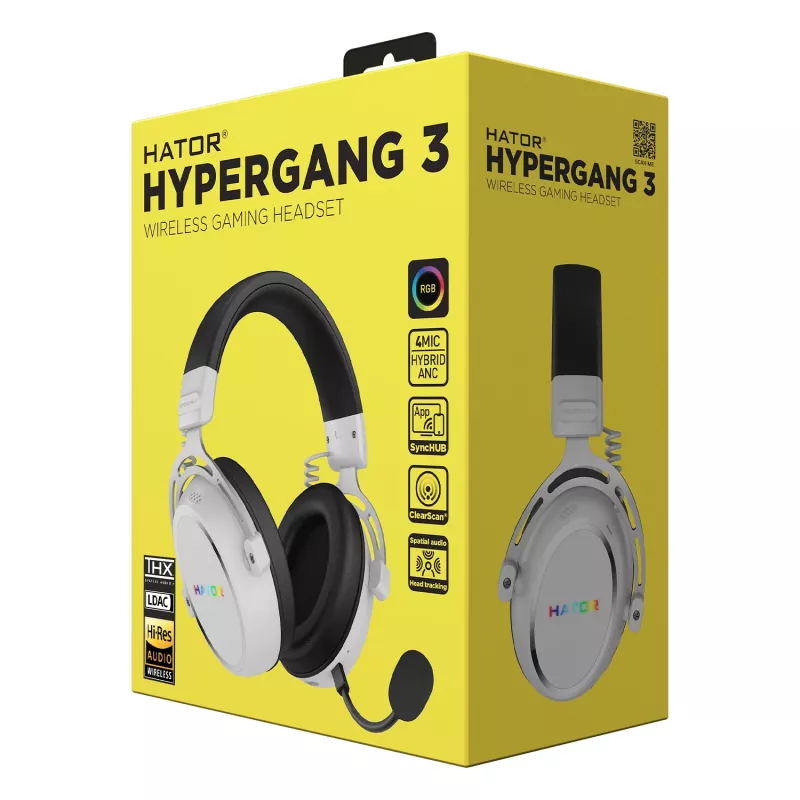 HATOR Hypergang 3 draadloos headset hoofdband gaming USB Type-C / USB Type-A Bluetooth wit