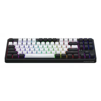 HATOR Rockfall 3 TKL Wireless, zwart, QMK/VIA, OMA-profiel wit-zwarte keycaps toetsenbord - lineaire mechanische hotswap-switches - US - ANSI-layout (HTK850)