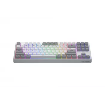 HATOR Rockfall 3 TKL Wireless, wit, QMK/VIA, OMA-profiel wit-zwarte keycaps toetsenbord – lineaire mechanische hotswap-switches – US – ANSI-layout