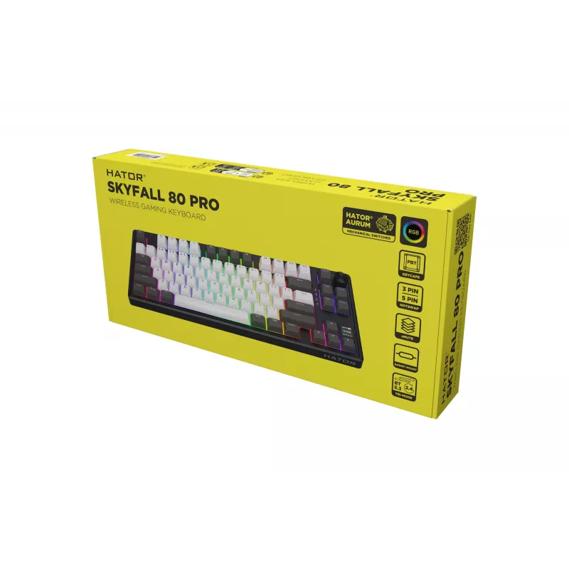 HATOR Skyfall Pro Wireless 80 toetsenbord gaming USB + RF draadloos + Bluetooth QWERTY US Engels zwart, grijs