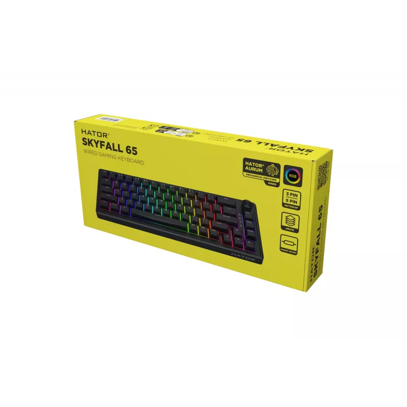 HATOR Skyfall 65 bedraad, mechanisch, USB-C, Aurum Sterling, 70M aanslagen, RGB, zwart, 790g