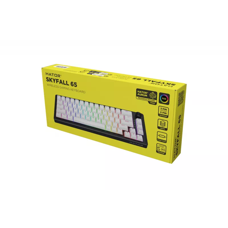 HATOR Skyfall Wireless 65 toetsenbord gaming USB + RF draadloos + Bluetooth QWERTY US Engels zwart, wit