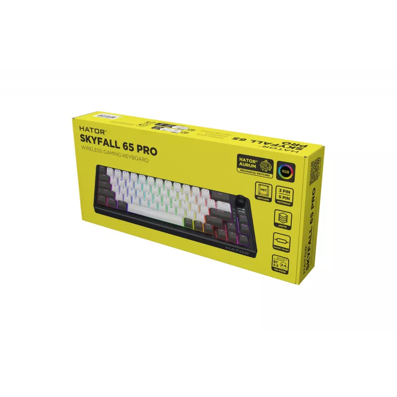 HATOR Skyfall Pro Wireless 65 toetsenbord gaming USB + RF draadloos + Bluetooth QWERTY US Engels zwart, grijs
