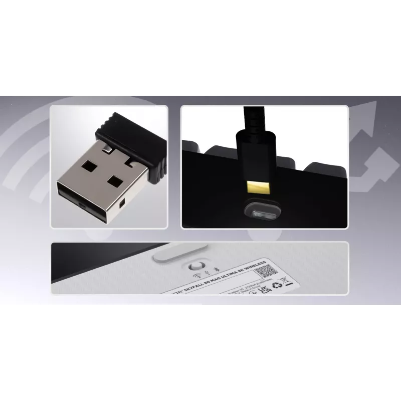 HATOR Skyfall 65 MAG ULTIMA 8K draadloos toetsenbord gaming USB + RF draadloos + Bluetooth QWERTY US Engels zwart, wit