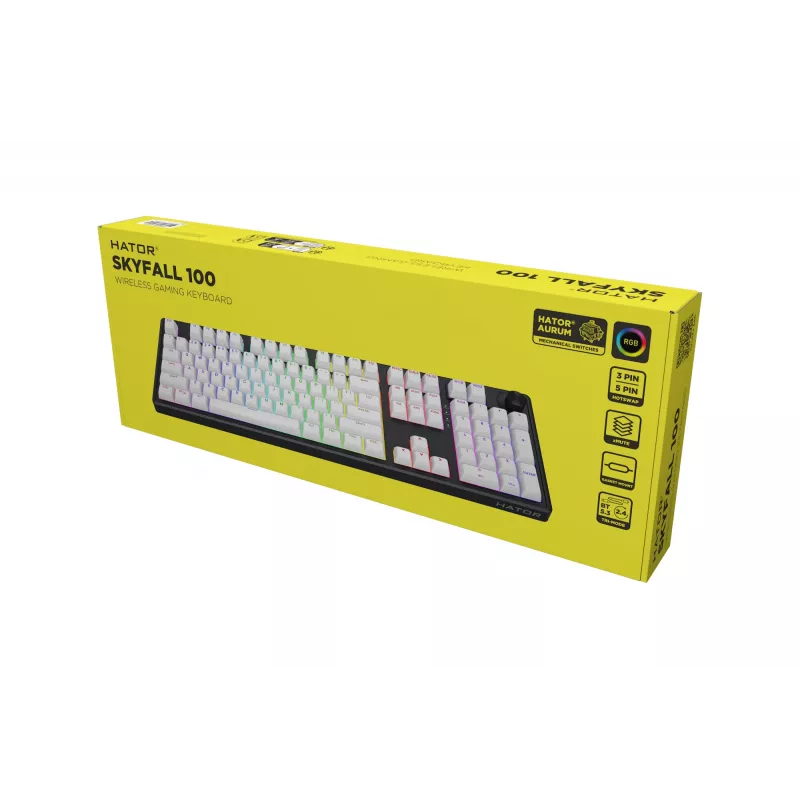 HATOR Skyfall Wireless 100 toetsenbord gaming USB + RF draadloos + Bluetooth QWERTY US Engels zwart, wit
