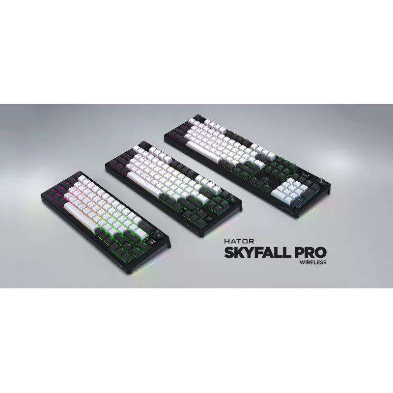 HATOR Skyfall Pro Wireless 100 toetsenbord gaming USB + RF draadloos + Bluetooth QWERTY US Engels zwart, grijs