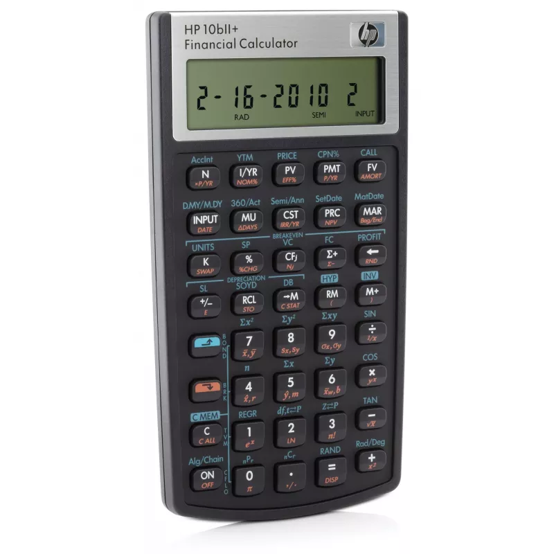 HP 10bII+, zakformaat, financiën, 1 regel, zwart
