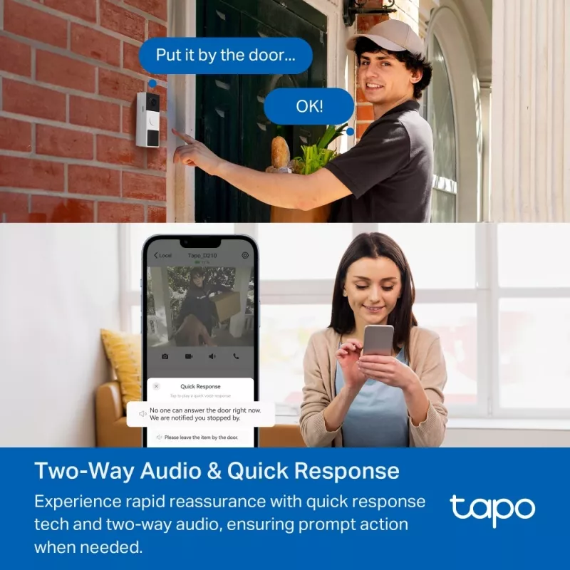 Videodeurintercom TP-Link Tapo D210 3 MP zwart wit