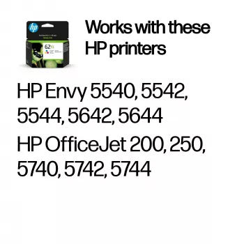 HP 62XL High Yield tri-color originele inktpatroon, cyaan, magenta, geel, 1 stuks, 415 pagina's