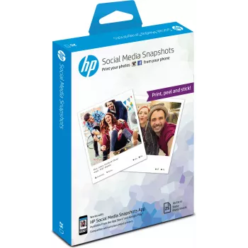 HP Social Media Snapshots herbruikbaar zelfklevend fotopapier – 25 vel/10 x 13 cm, wit, zijdeglans