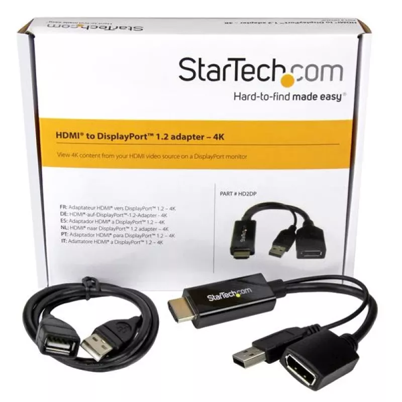StarTech.com HDMI naar DisplayPort-adapter - 4K 30Hz, 3840 x 2160 pixels, 1080p, 720p, 120 Hz, zwart, MegaChips - STDP2600, actieve videoconverter
